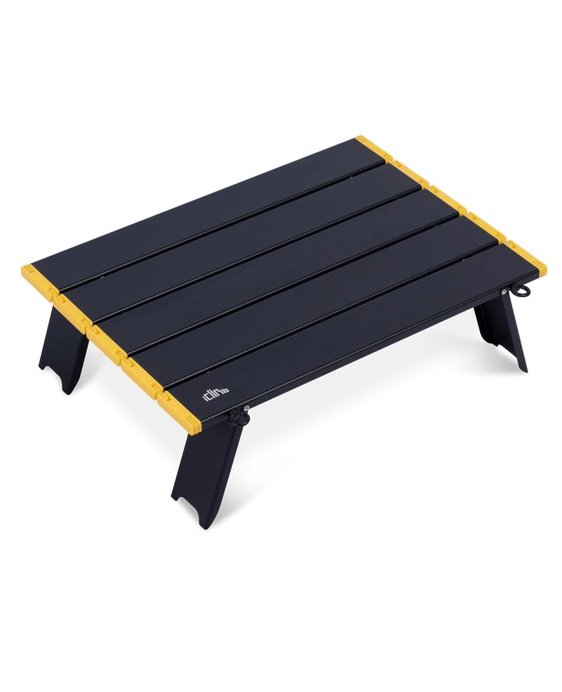 iClimb Ultralight Compact Mini Beach Picnic Folding Alu. Table with Carry Bag, Two Size (Black - S) - Image 1